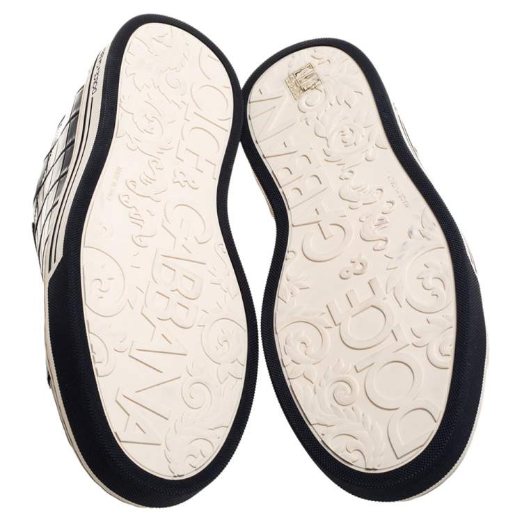 Pre Owned Dolce & Gabbana Black Croc Embossed Leather Sneakers Size 45