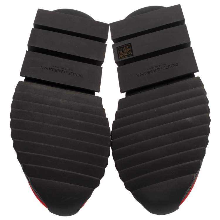 مملوكة مسبقًا Dolce & Gabbana Red/Black Fabric Sorrento Logo Sneakers Size 44