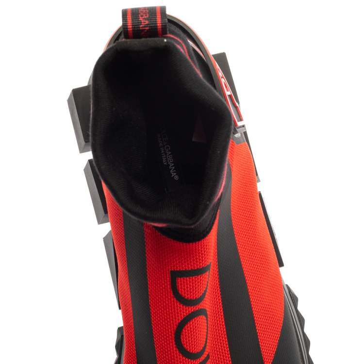 مملوكة مسبقًا Dolce & Gabbana Red/Black Fabric Sorrento Logo Sneakers Size 44