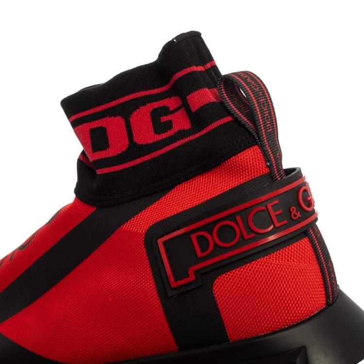 مملوكة مسبقًا Dolce & Gabbana Red/Black Fabric Sorrento Logo Sneakers Size 44