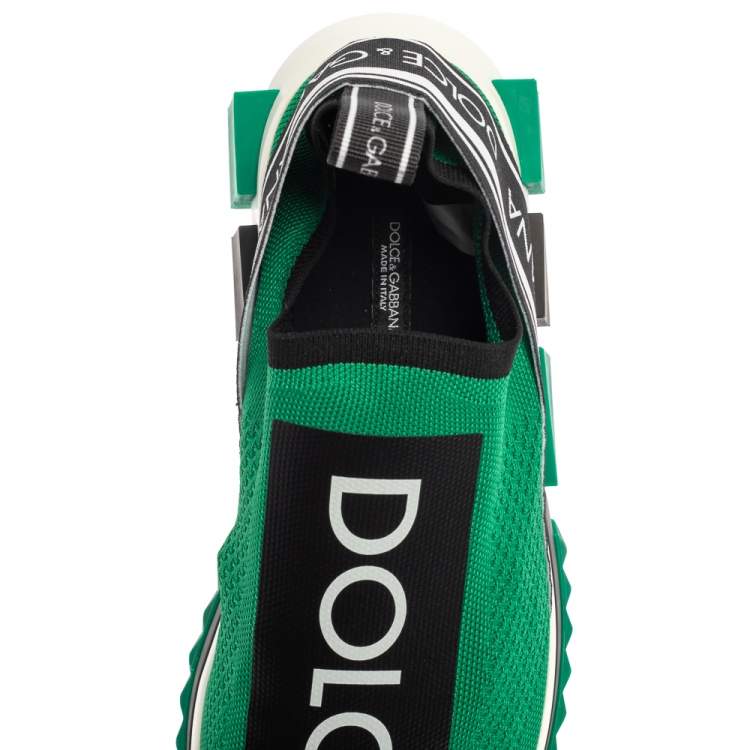 Pre Owned Dolce & Gabbana Green Knit Fabric Sorrento Sneakers Size 41