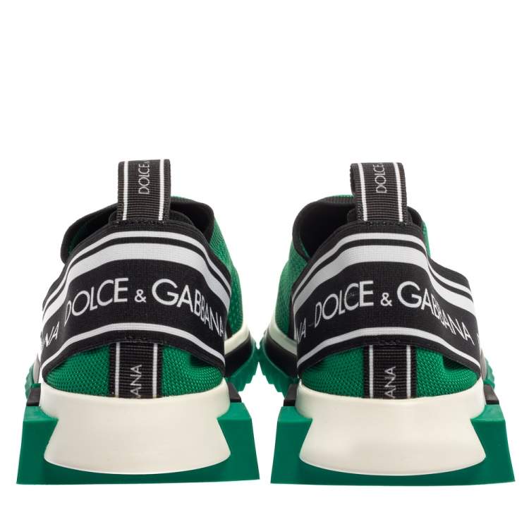 Pre Owned Dolce & Gabbana Green Knit Fabric Sorrento Sneakers Size 41