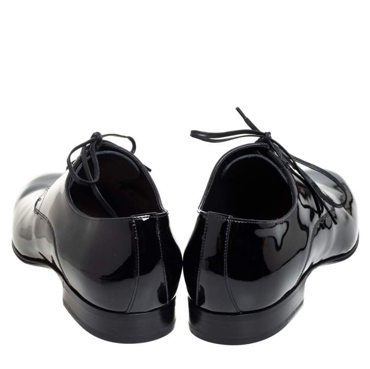 Pre Owned Dolce & Gabbana Black Patent Leather Lace Up Derby Size 43