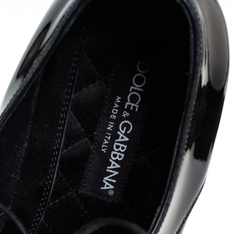 Pre Owned Dolce & Gabbana Black Patent Leather Lace Up Derby Size 43