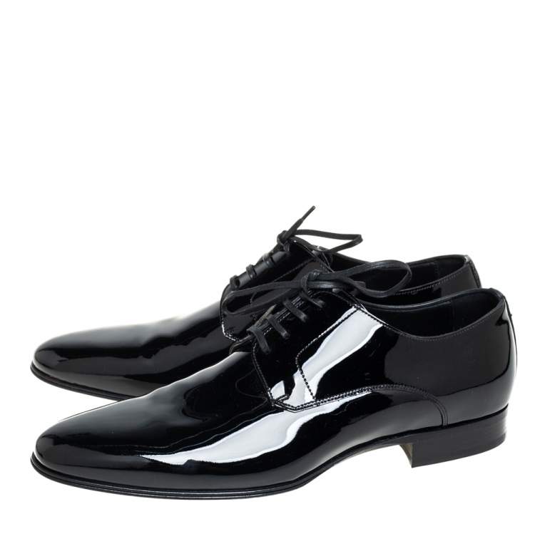 Pre Owned Dolce & Gabbana Black Patent Leather Lace Up Derby Size 43