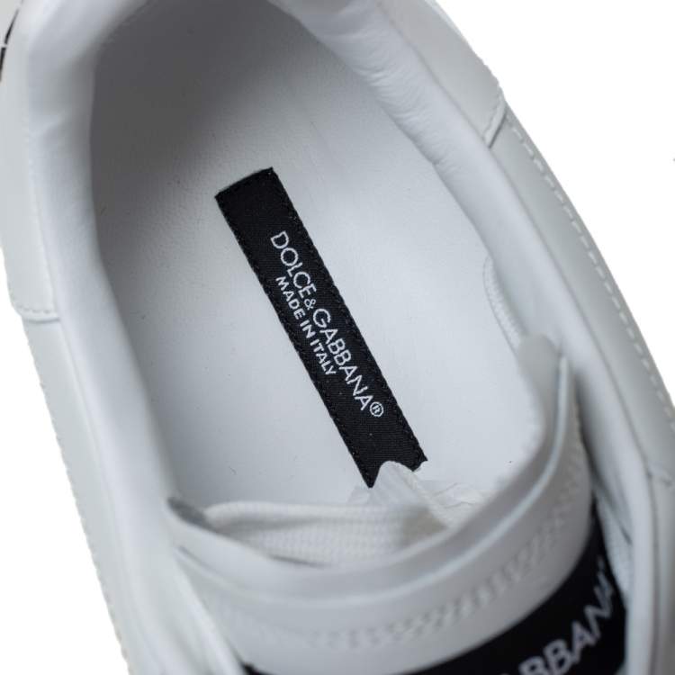 Pre Owned Dolce & Gabbana White Leather Portofino Logo Detail Sneakers Size 43.5
