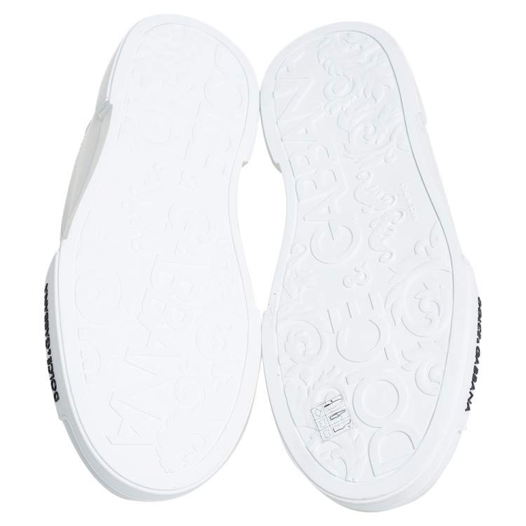Pre Owned Dolce & Gabbana White Leather Portofino Logo Detail Sneakers Size 43.5