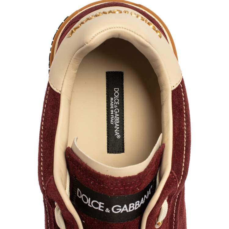 Pre Owned Dolce & Gabbana Bordeaux Suede Portofino Low Top Sneakers Size 41