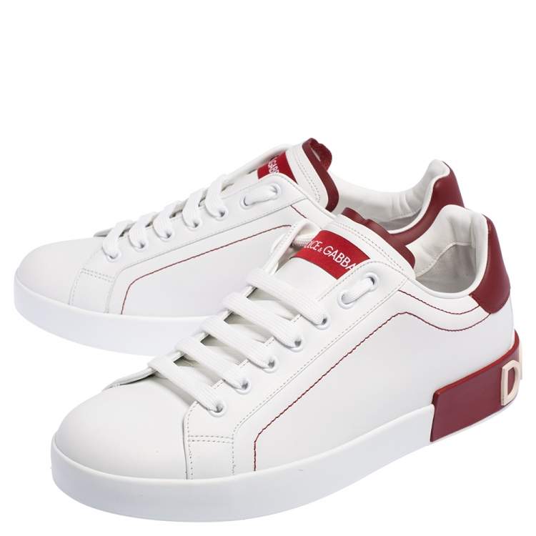 Pre Owned Dolce & Gabbana White Leather Portofino Low Top Sneakers Size 41