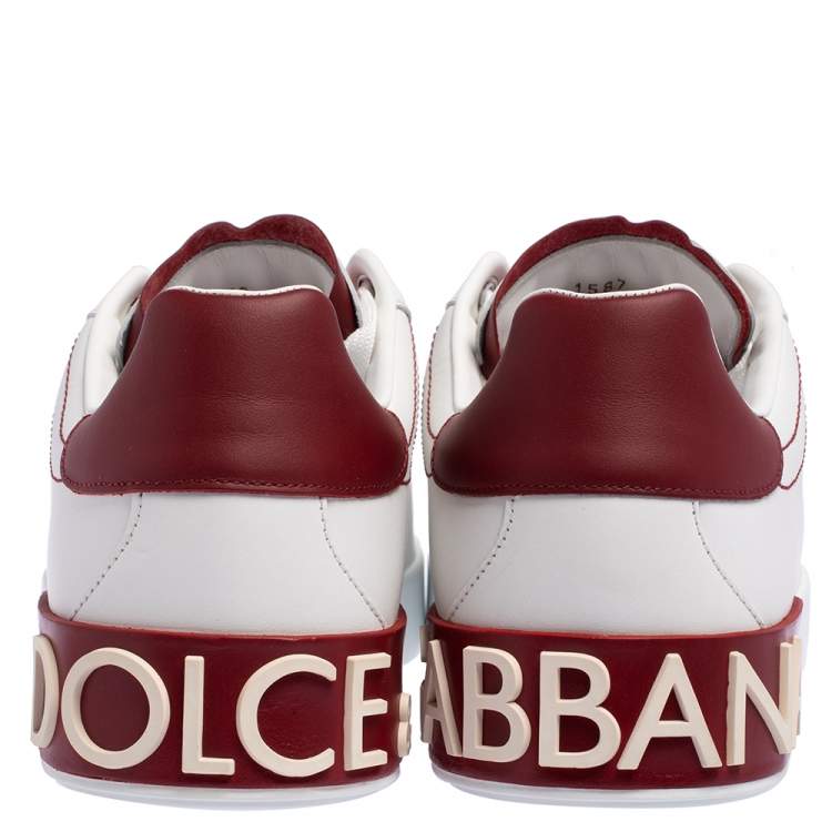 Pre Owned Dolce & Gabbana White Leather Portofino Low Top Sneakers Size 41