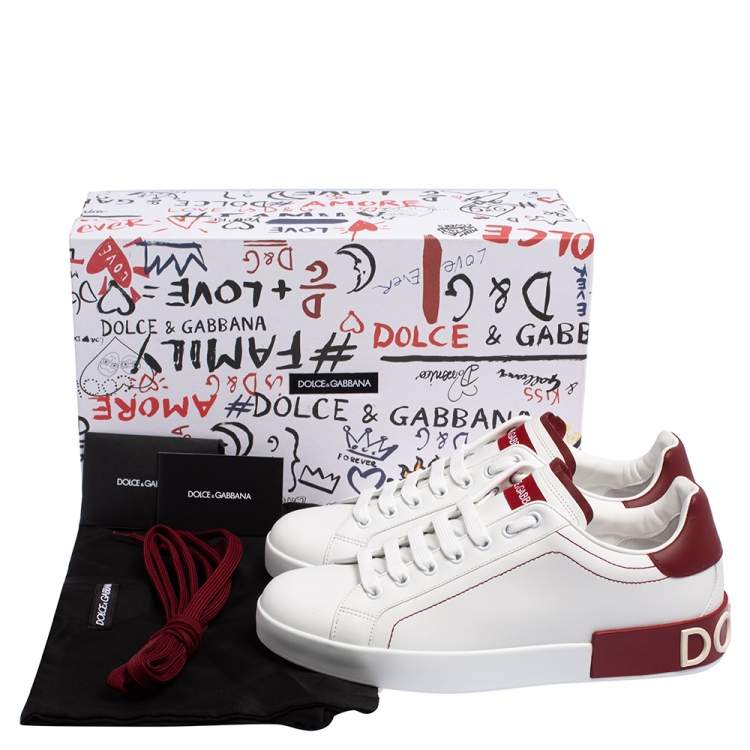 Pre Owned Dolce & Gabbana White Leather Portofino Low Top Sneakers Size 41