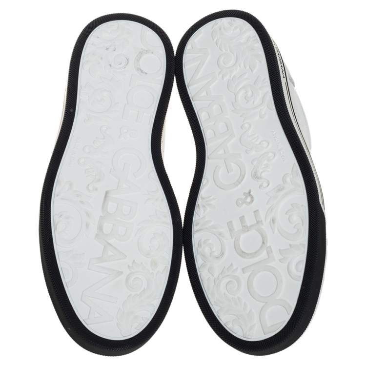 Pre Owned Dolce & Gabbana White Leather Logo Embellished Low Top Sneakers Size 39