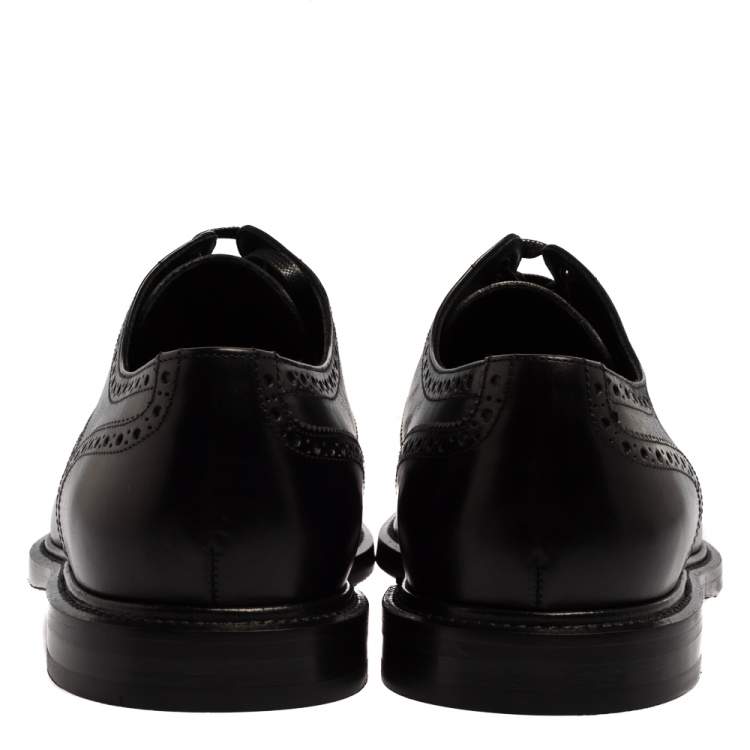 Pre Owned Dolce & Gabbana Black Brogue Leather Michelangelo Lace Up Derby Size 43