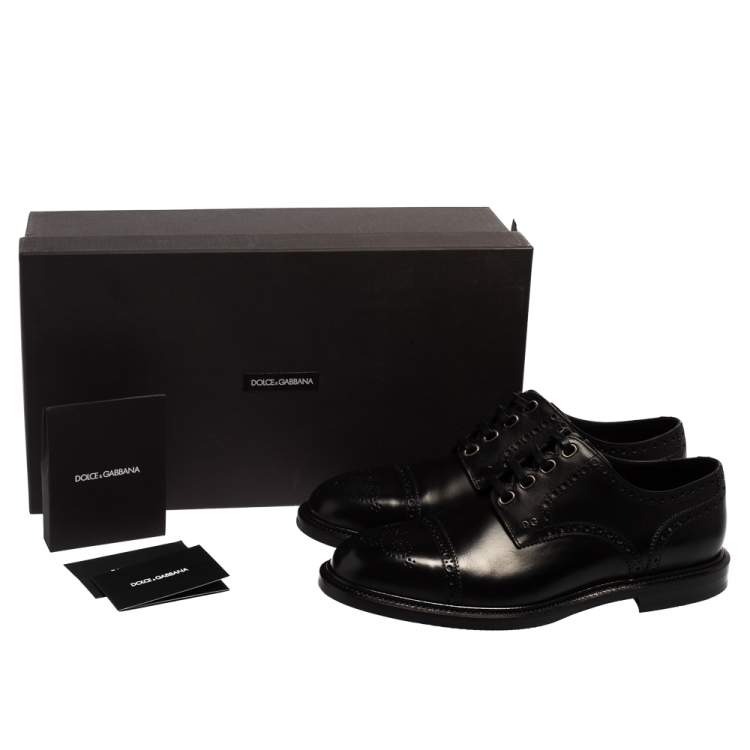 Pre Owned Dolce & Gabbana Black Brogue Leather Michelangelo Lace Up Derby Size 43