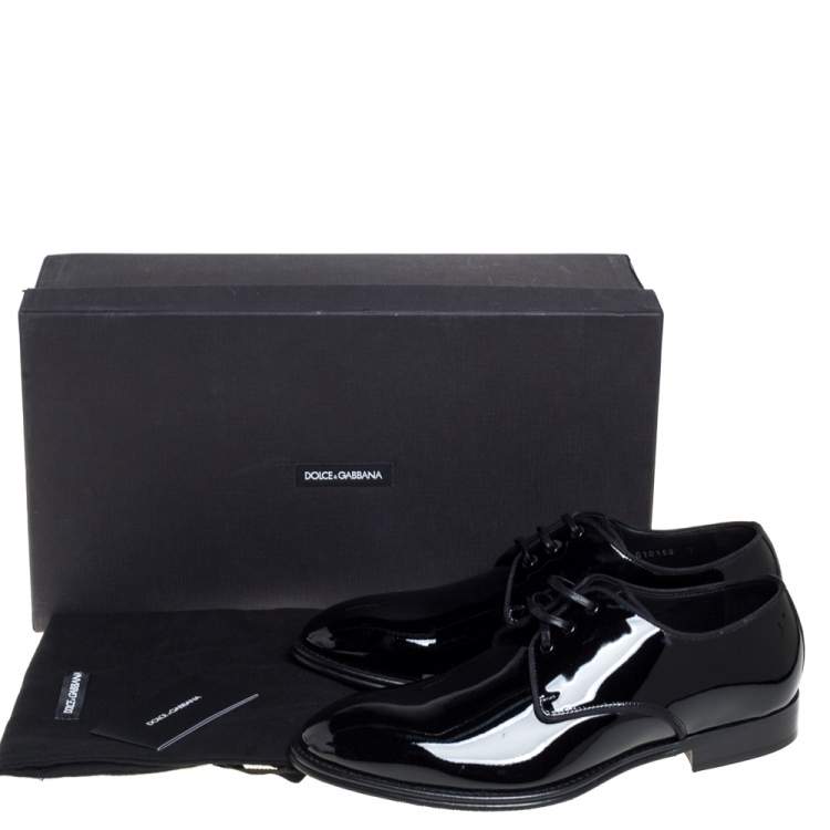 Pre Owned Dolce & Gabbana Black Patent Leather Derby Size 41