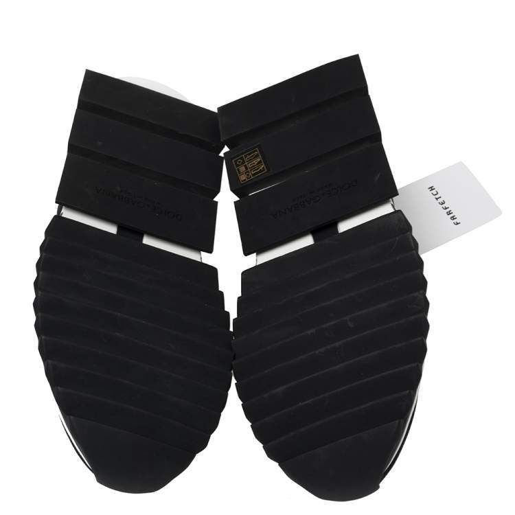 Pre Owned Dolce & Gabbana Black Knit Fabric Sorrento Slip On Sneakers Size 41.5