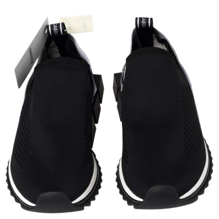 Pre Owned Dolce & Gabbana Black Knit Fabric Sorrento Slip On Sneakers Size 41.5
