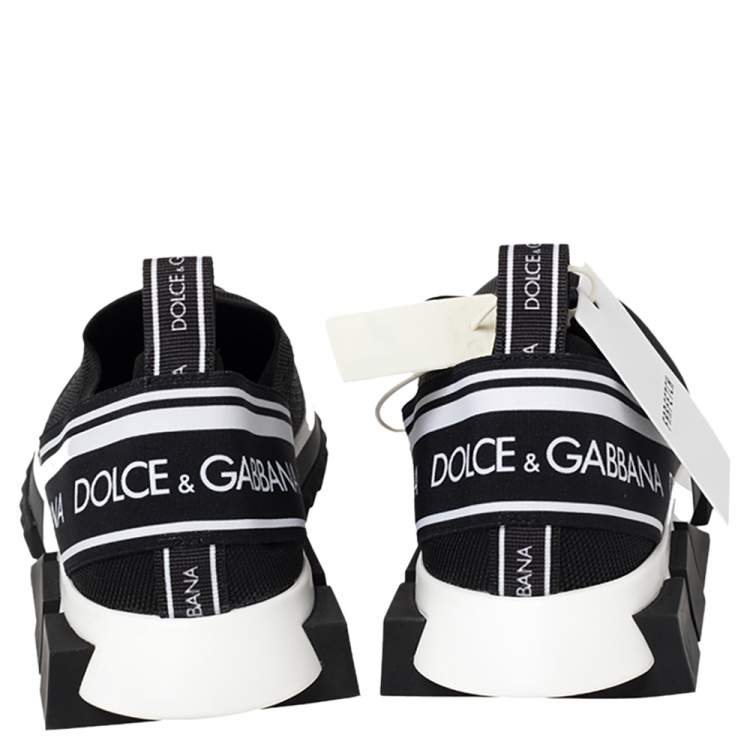 Pre Owned Dolce & Gabbana Black Knit Fabric Sorrento Slip On Sneakers Size 41.5