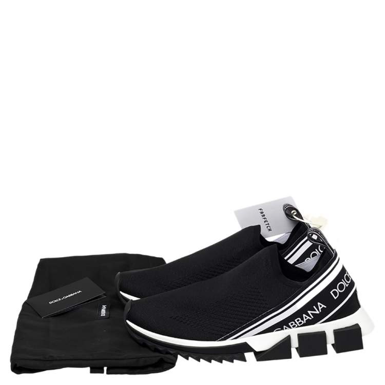 Pre Owned Dolce & Gabbana Black Knit Fabric Sorrento Slip On Sneakers Size 41.5