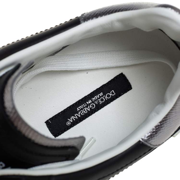 Pre Owned Dolce & Gabbana Black Leather Portofino Low Top Sneakers Size 43