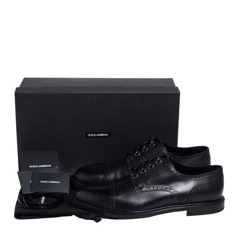 Pre Owned Dolce & Gabbana Black Brogue Leather Michelangelo Lace Up Derby Size 46