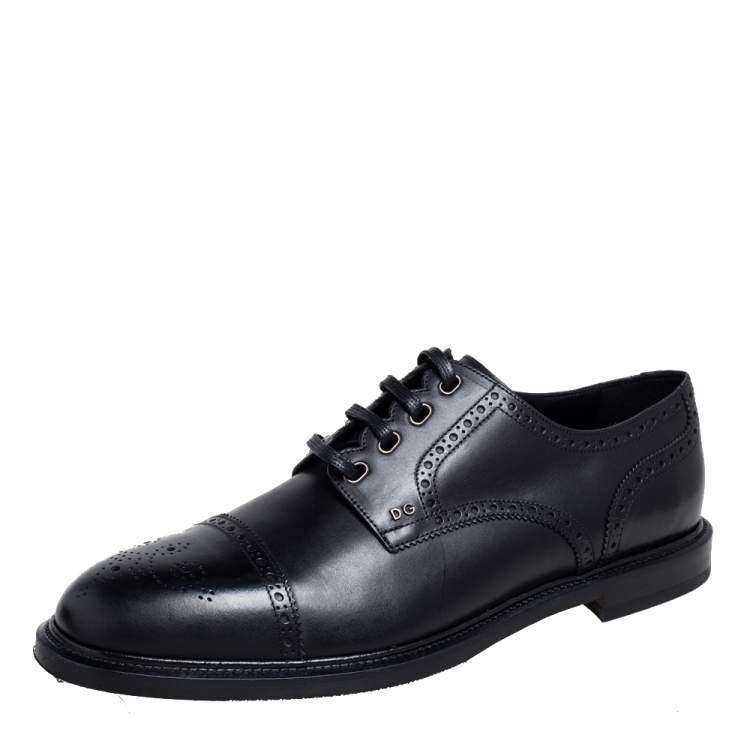 Pre Owned Dolce & Gabbana Black Brogue Leather Michelangelo Lace Up Derby Size 46