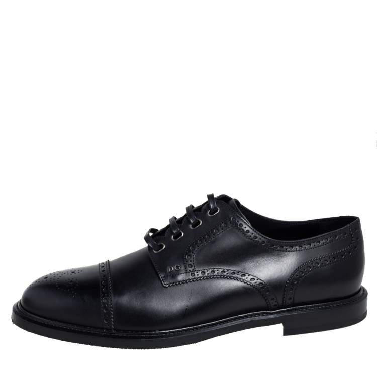 Pre Owned Dolce & Gabbana Black Brogue Leather Michelangelo Lace Up Derby Size 46