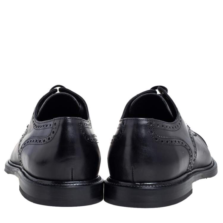 Pre Owned Dolce & Gabbana Black Brogue Leather Michelangelo Lace Up Derby Size 46