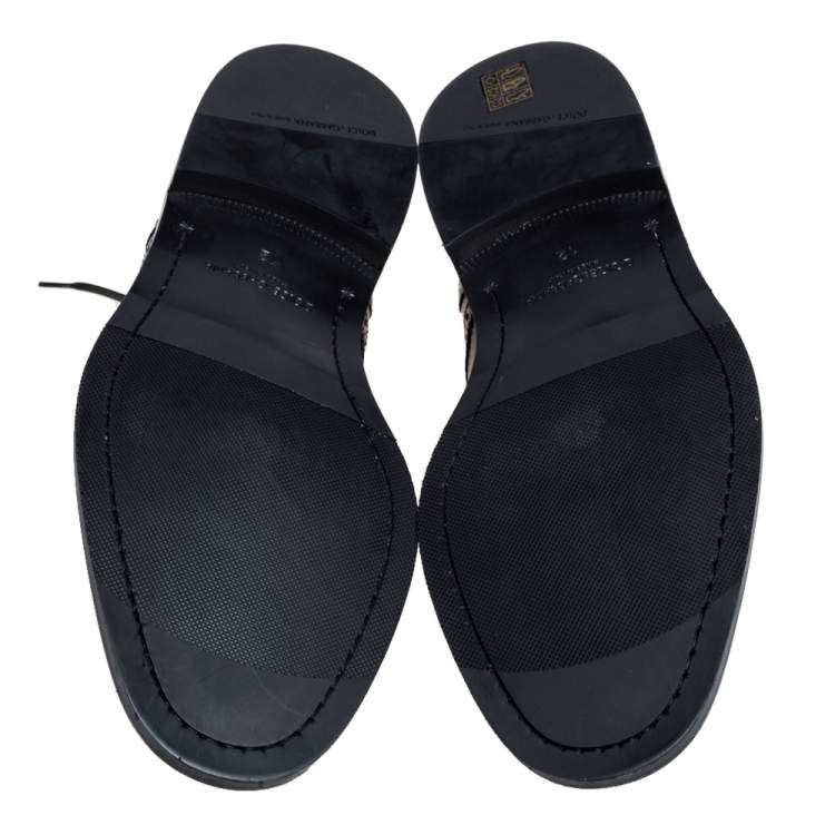 Pre Owned Dolce & Gabbana Black Brogue Leather Michelangelo Lace Up Derby Size 46