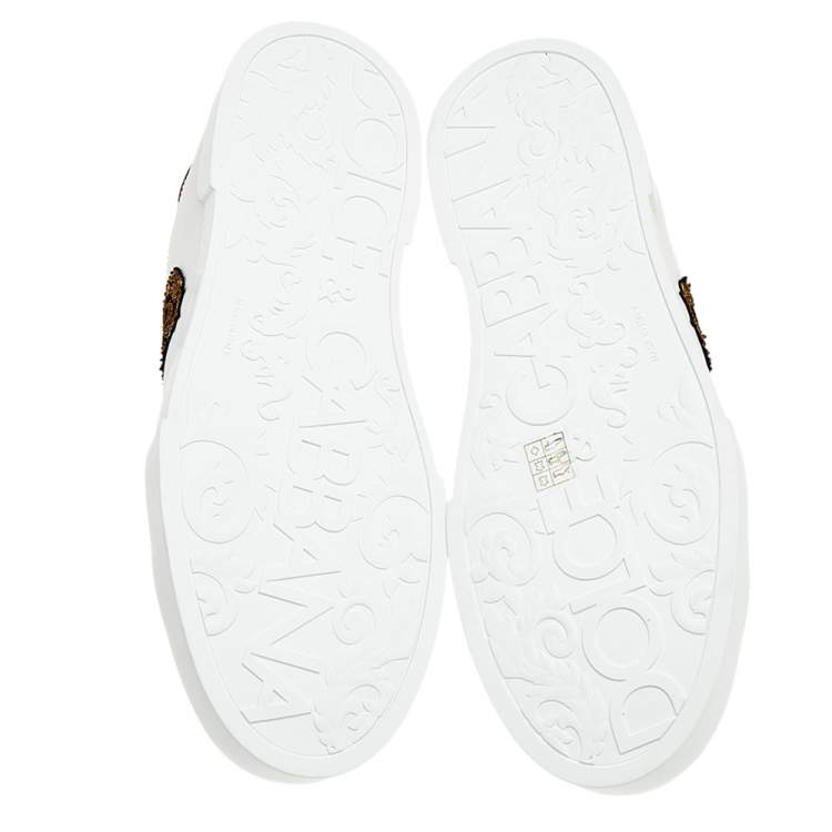 Pre Owned Dolce & Gabbana White Leather Portofino Lace Up Sneakers Size 46