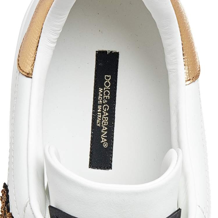 Pre Owned Dolce & Gabbana White Leather Portofino Lace Up Sneakers Size 46