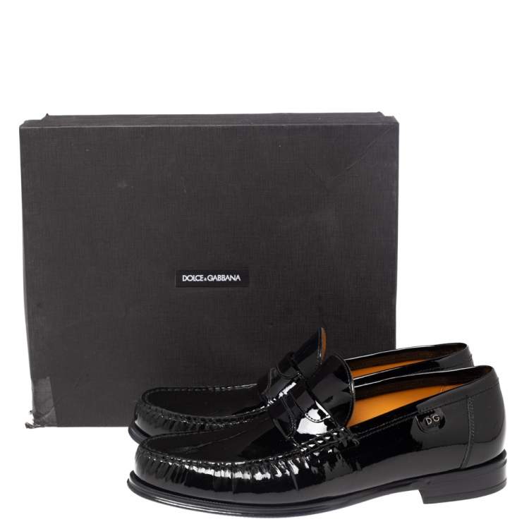 Pre Owned Dolce & Gabbana Black Patent Leather Penny Loafers Size 41