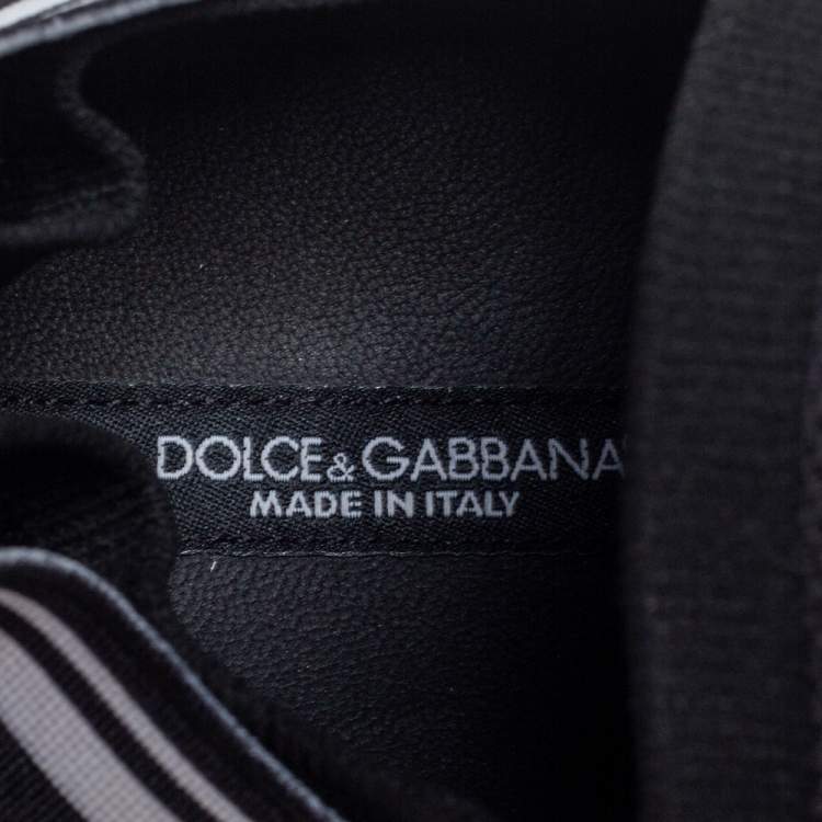 Pre Owned Dolce & Gabbana Black/White Knit Fabric Sorrento Slip On Sneakers Size 39.5
