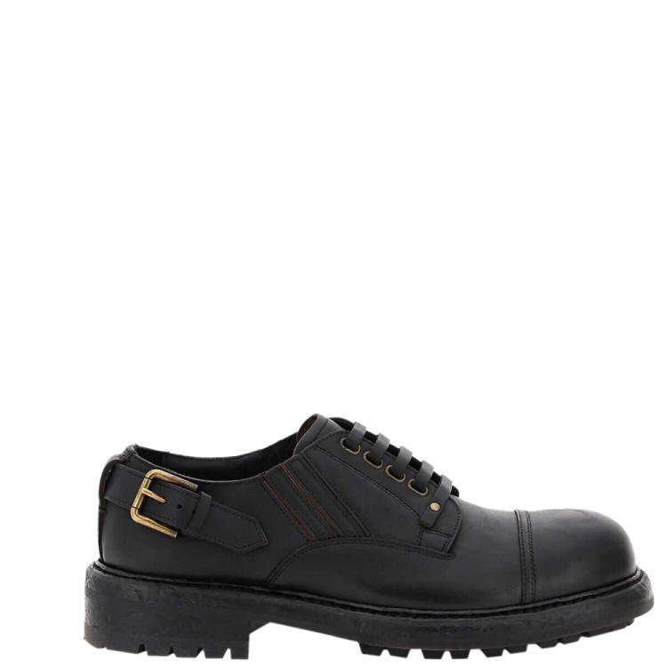 Pre Owned Dolce & Gabbana Black Cowhide Bernini Slip-On Shoes Size IT 41