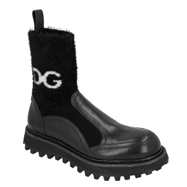 Dolce & Gabbana Black Horse Calfskin Branded Sock Ankle Boots EU 40 Dolce &  Gabbana | TLC