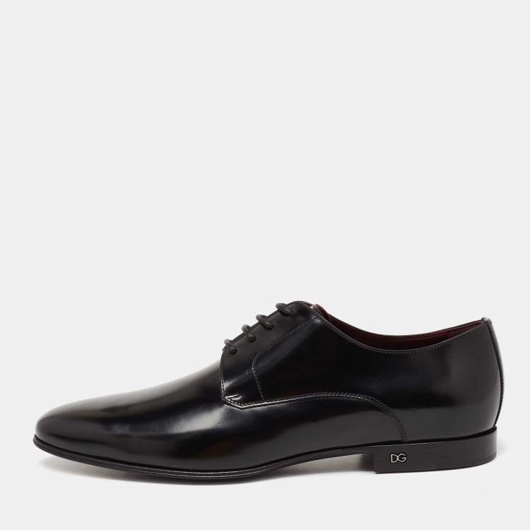 Pre Owned Dolce & Gabbana Black Patent Leather Lace-Up Derby Size 41