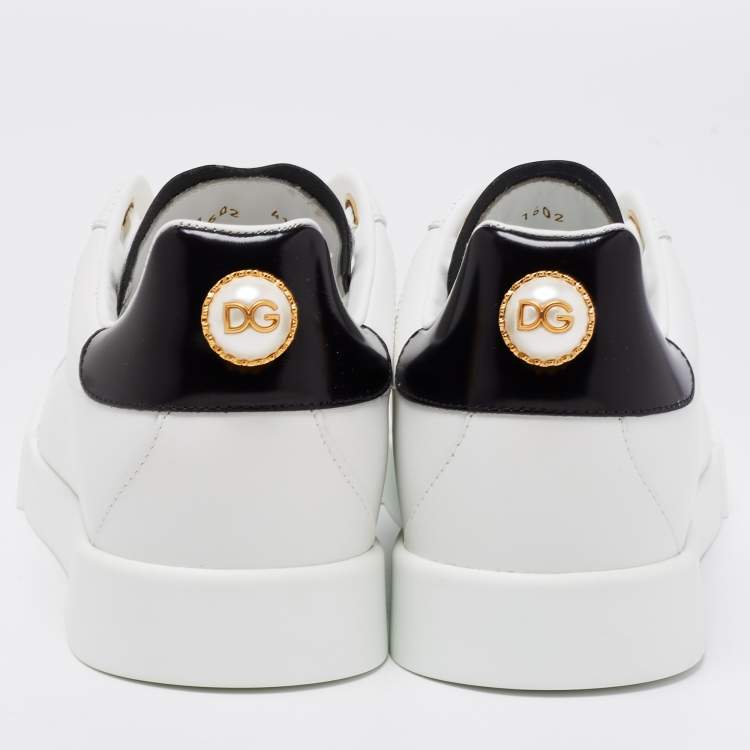 Pre Owned Dolce & Gabbana White Leather Portofino Low Top Sneakers Size 41