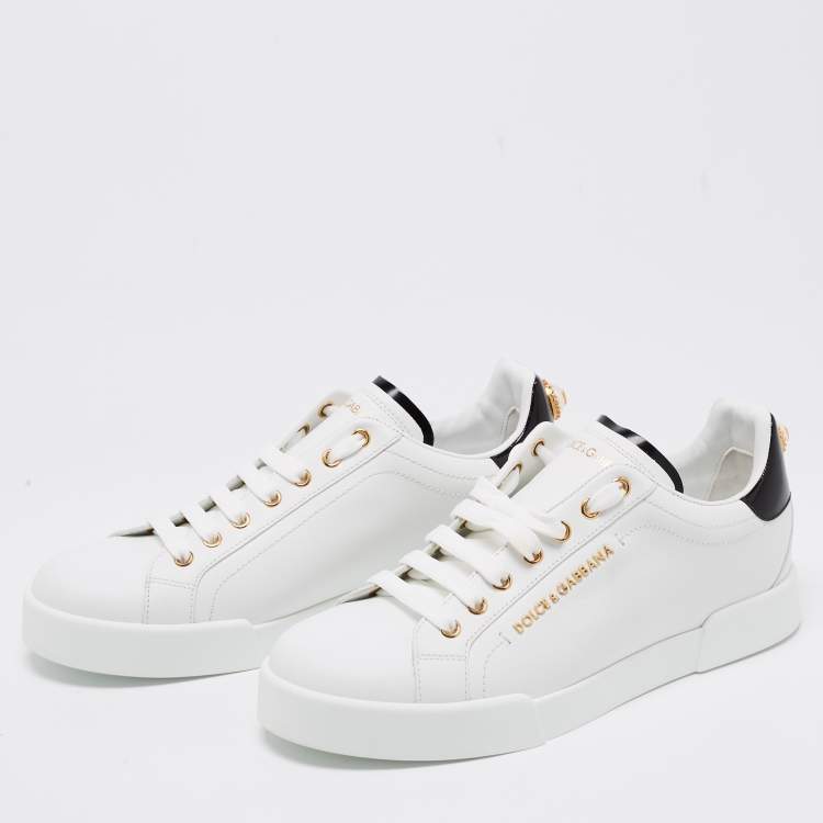 Pre Owned Dolce & Gabbana White Leather Portofino Low Top Sneakers Size 41