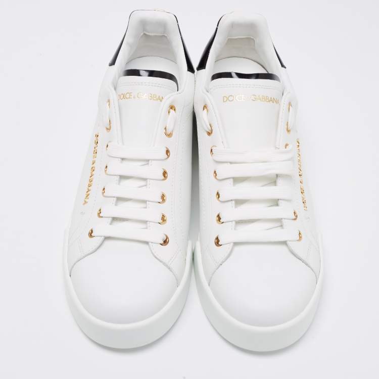 Pre Owned Dolce & Gabbana White Leather Portofino Low Top Sneakers Size 41