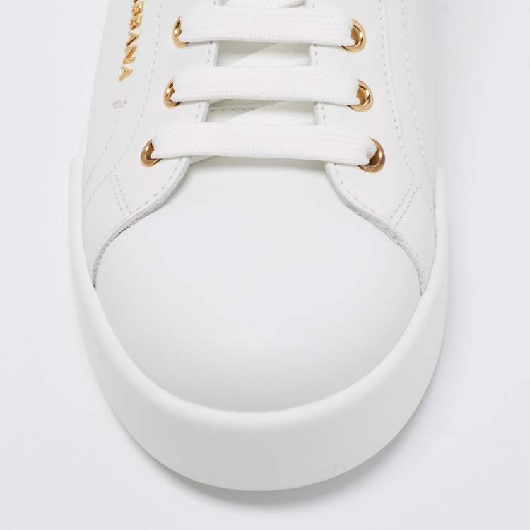 Pre Owned Dolce & Gabbana White Leather Portofino Low Top Sneakers Size 41