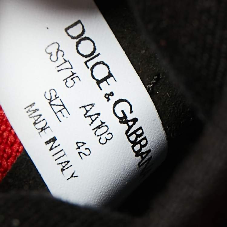 Pre Owned Dolce & Gabbana Red/Black Fabric High Top Sorrento Sneakers Size 42 