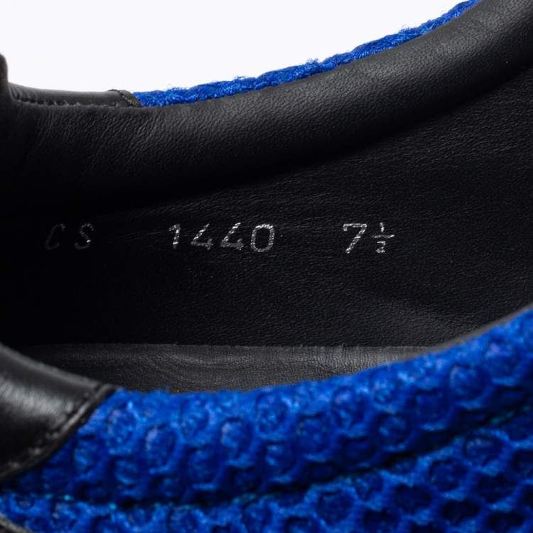 مملوكة مسبقًا Dolce and Gabbana Blue/Black Mesh, Suede and Leather Low-Top Sneakers Size 41.5