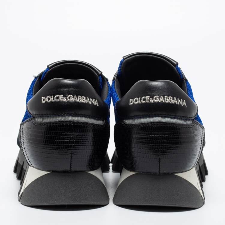 مملوكة مسبقًا Dolce and Gabbana Blue/Black Mesh, Suede and Leather Low-Top Sneakers Size 41.5