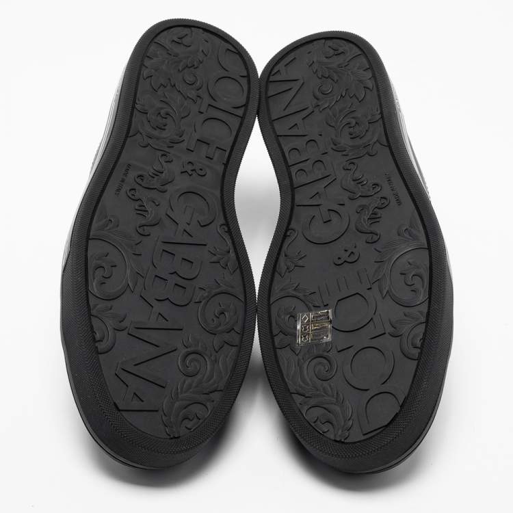 Pre Owned  Dolce & Gabbana Black Leather Roma Lace Up  Sneakers Size 46