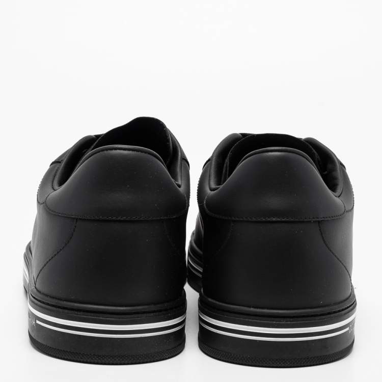 Pre Owned  Dolce & Gabbana Black Leather Roma Lace Up  Sneakers Size 46
