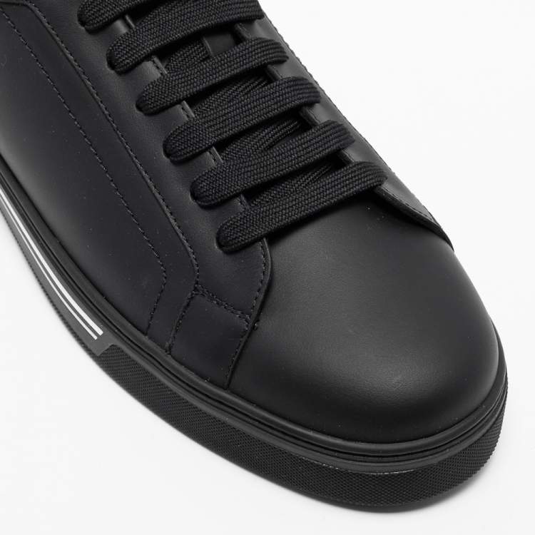 Pre Owned  Dolce & Gabbana Black Leather Roma Lace Up  Sneakers Size 46
