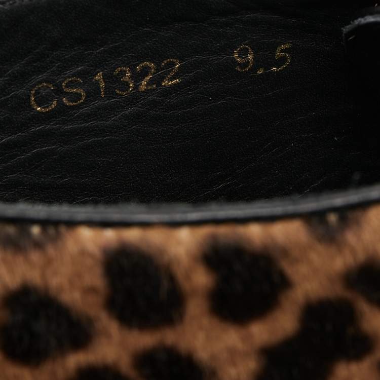 مملوكة مسبقًا Dolce & Gabbana Brown Leopard Print Calf Hair High Top Sneakers Size 43.5