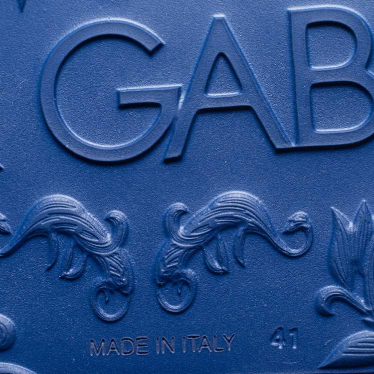 مملوكة مسبقًا Dolce & Gabbana Blue Rubber DG Logo Slides Size 41