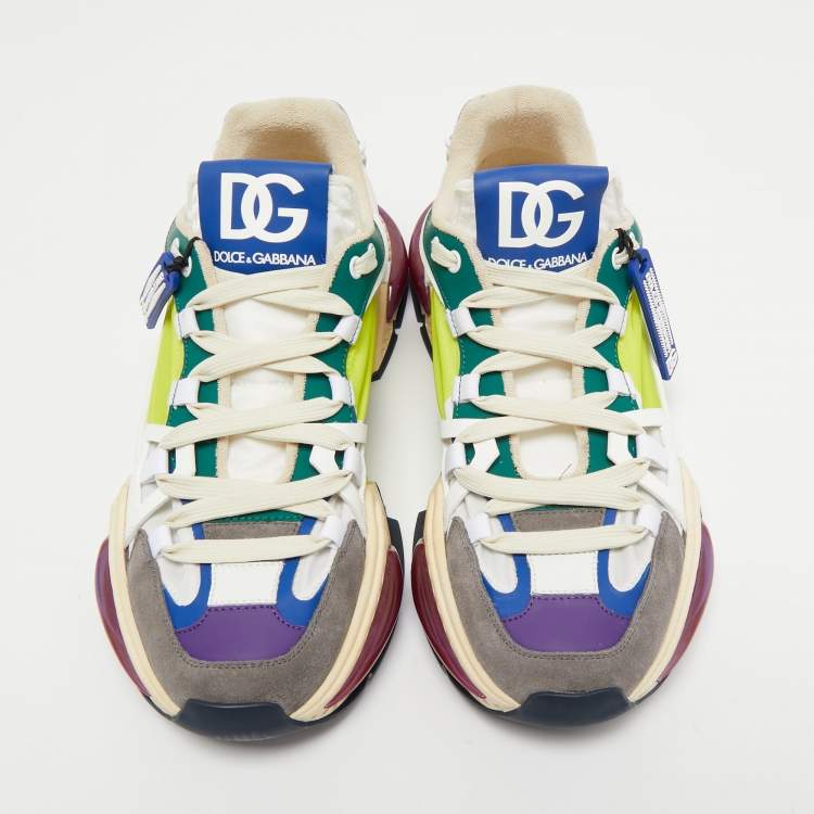 Pre Owned Dolce & Gabbana Multicolor Nylon and Leather Bassa Sneakers Size 44