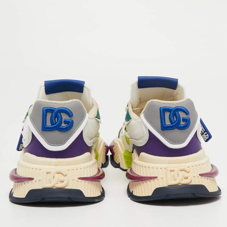 Pre Owned Dolce & Gabbana Multicolor Nylon and Leather Bassa Sneakers Size 44